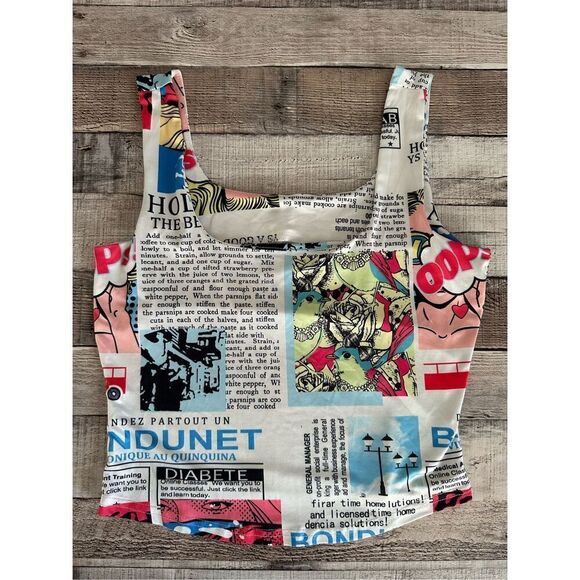 SHEIN Graphic Comic Strip Book Newspaper Pop Art Cropped Tank Top | S - Picture 2 of 6
